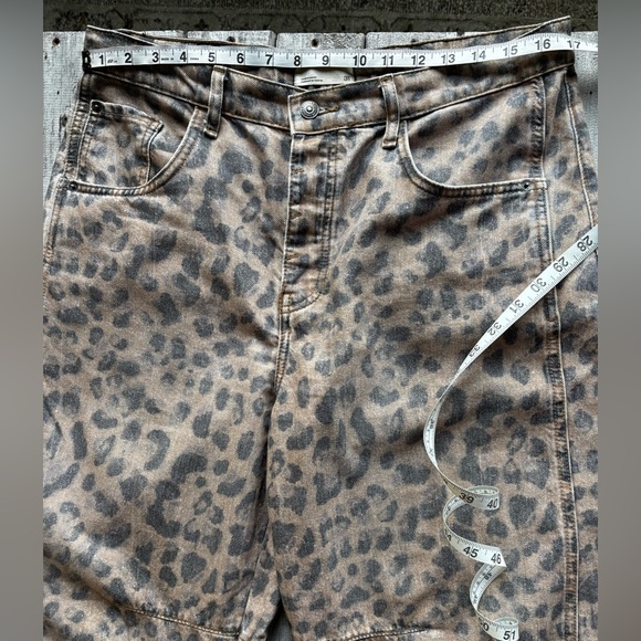 Free People We The Free Good Luck Barrel Jeans | Leopard Print | 31 - Picture 8 of 13